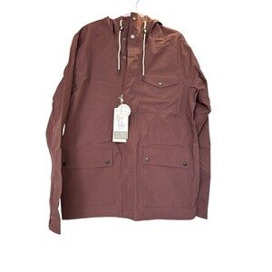 Vuori Men’s Palisades Rain Water-proof Hooded Jacket Chestnut Brown Sz Large New